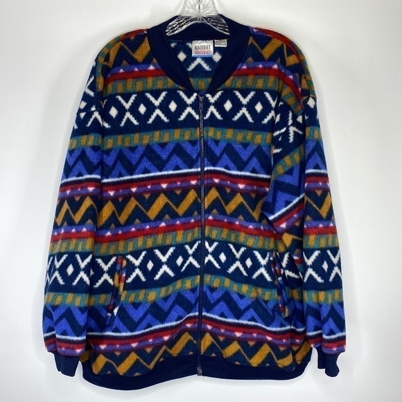 Vintage Winterset Fleece All Over Print Aztec Jacket Size Large - Picture 1 of 6